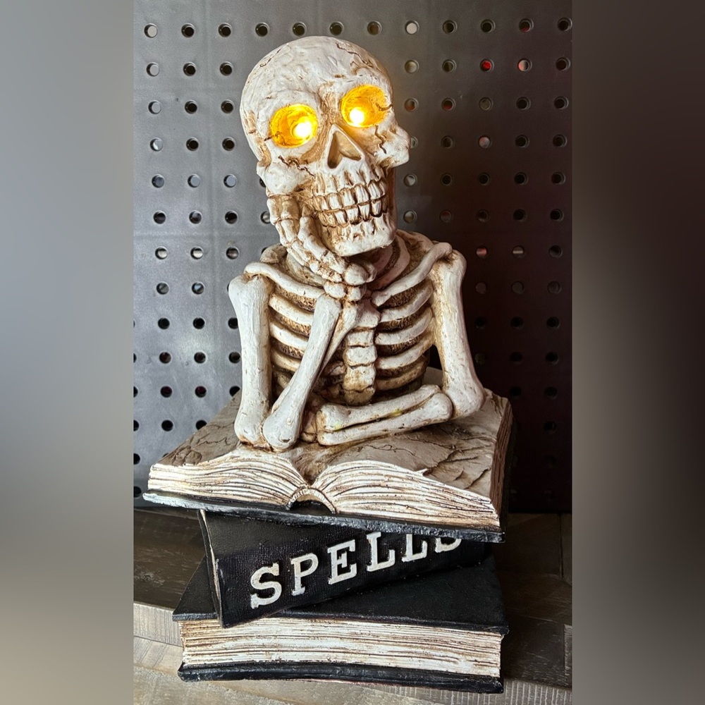 Skeleton Book Decor with LED Eyes